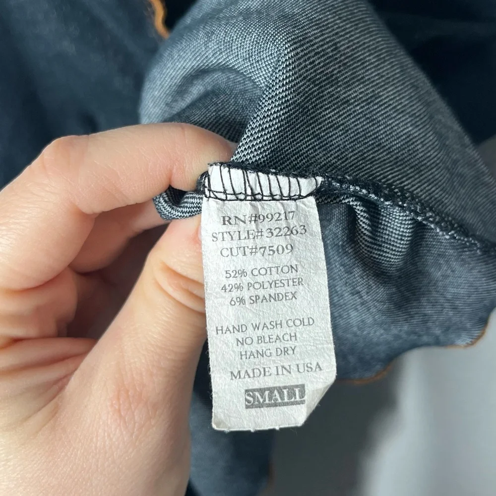 Y2K Vintage Moa Moa Demin Collared V Neck Corset Top Boho Western Going Out - Picture 8 of 8